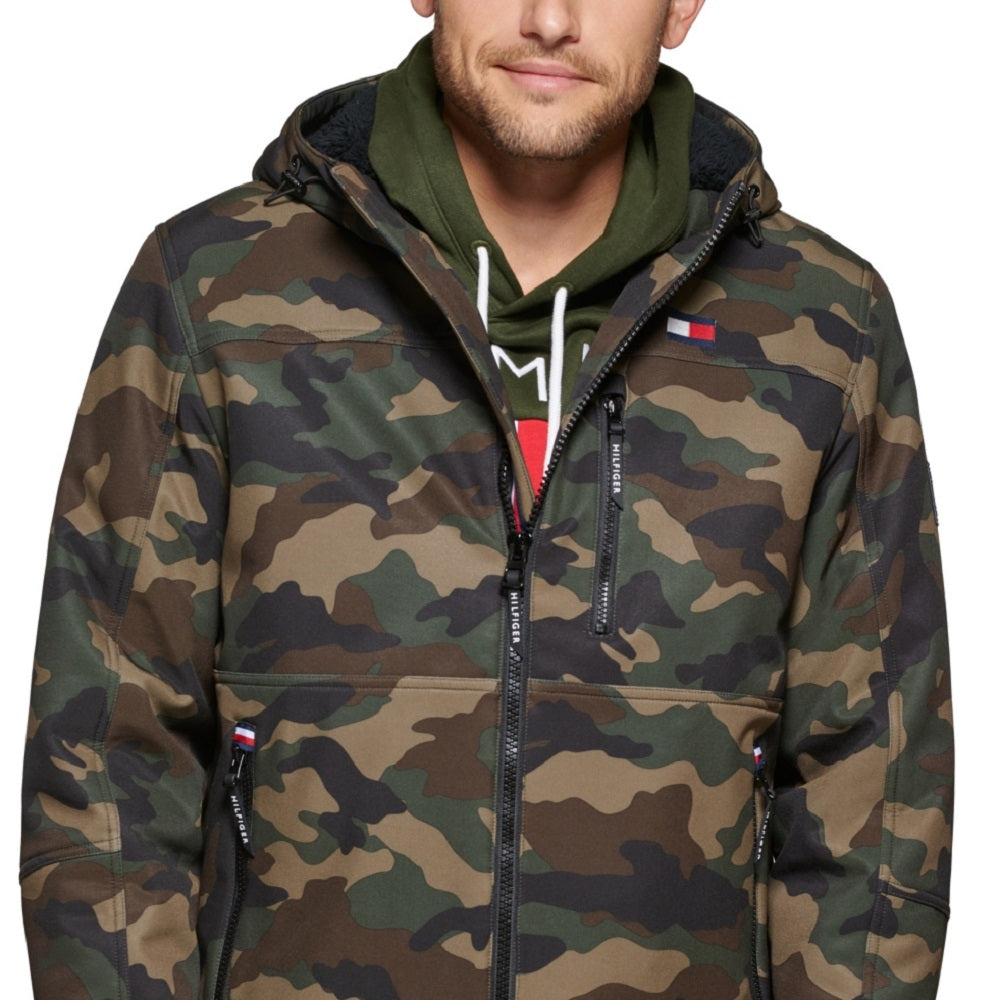 Jaqueta Tommy Hilfiger Masculina com Capuz e Forro Sherpa Softshell Verde Tamanho XX-G