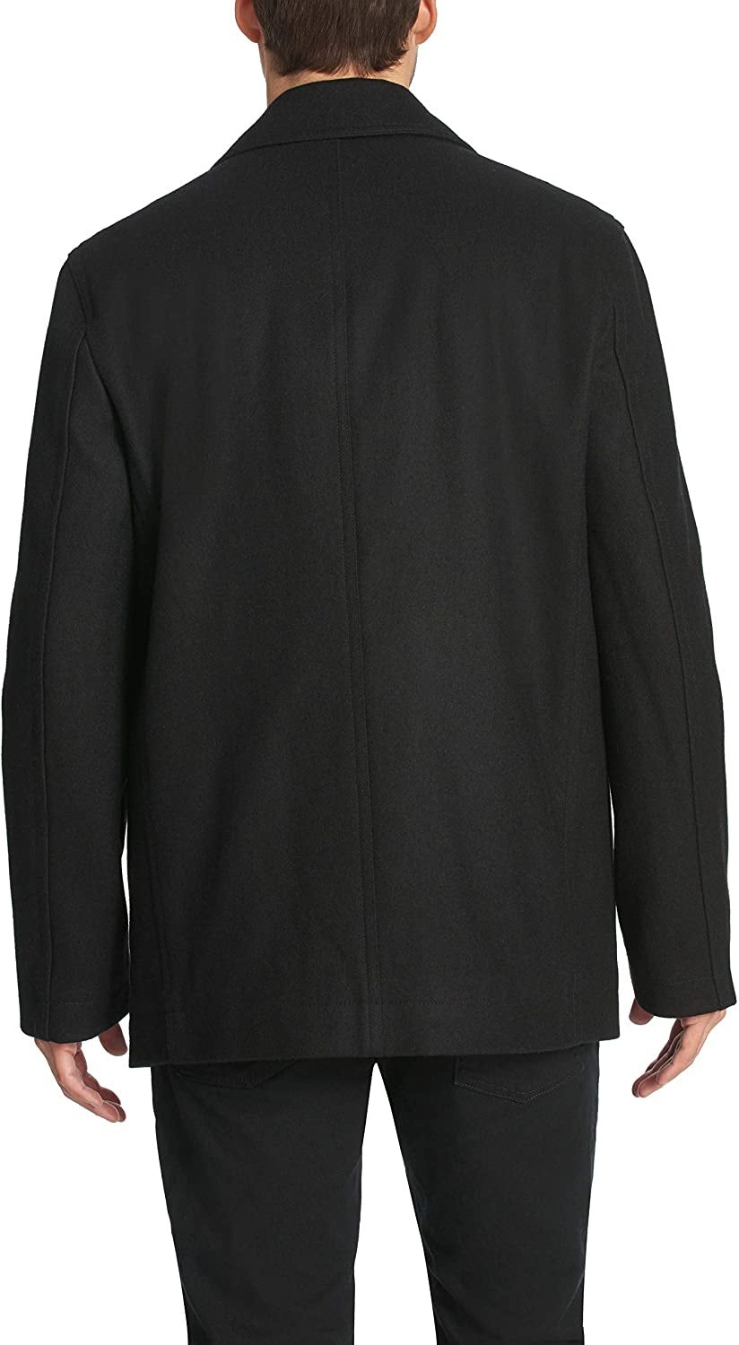 Tommy Hilfiger Casaco clássico trespassado masculino com cachecol removível, preto, tamanho G
