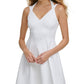 Vestido feminino GUESS sem mangas com estampa Scuba Fit &amp; Flare, branco, tamanho 14