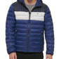 Jaqueta acolchoada com capuz e blocos de cores Tommy Hilfiger masculina, tamanho grande, azul
