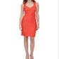 Vestido de coquetel sem mangas com zíper texturizado e elástico coral GUESS feminino, tamanho laranja, tamanho 16