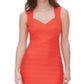 Vestido de coquetel sem mangas com zíper texturizado e elástico coral GUESS feminino, tamanho laranja, tamanho 16