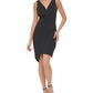 Vestido assimétrico com decote em V feminino GUESS, preto, tamanho 14