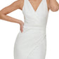 Vestido assimétrico com decote em V feminino GUESS, branco, tamanho 8
