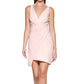 Vestido curto de coquetel GUESS feminino, com zíper elástico, plissado, bainha assimétrica, sem mangas, decote sobrepeliz, rosa, tamanho 8