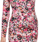 Vestido de festa curto com decote em V e manga comprida floral GUESS, rosa, tamanho 2