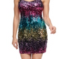 Vestido curto de coquetel com decote coração e lantejoulas coloridas Guss feminino, tamanho 12, fúcsia