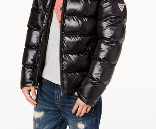 Casaco masculino com capuz GUESS, preto, tamanho médio