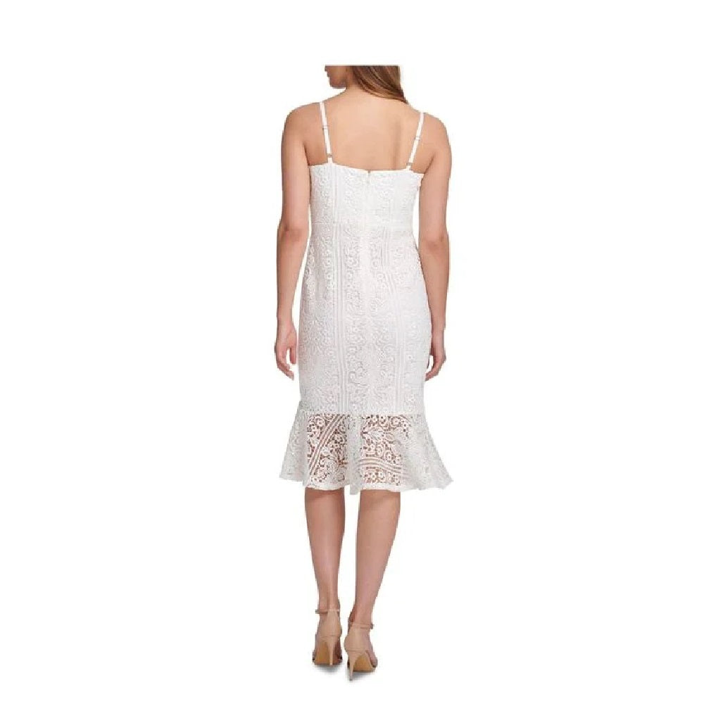 Vestido de renda com bainha franzida GUESS feminino, branco, tamanho 12