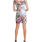 Vestido tubinho estampado GUESS feminino, ombro de fora, azul, tamanho 14