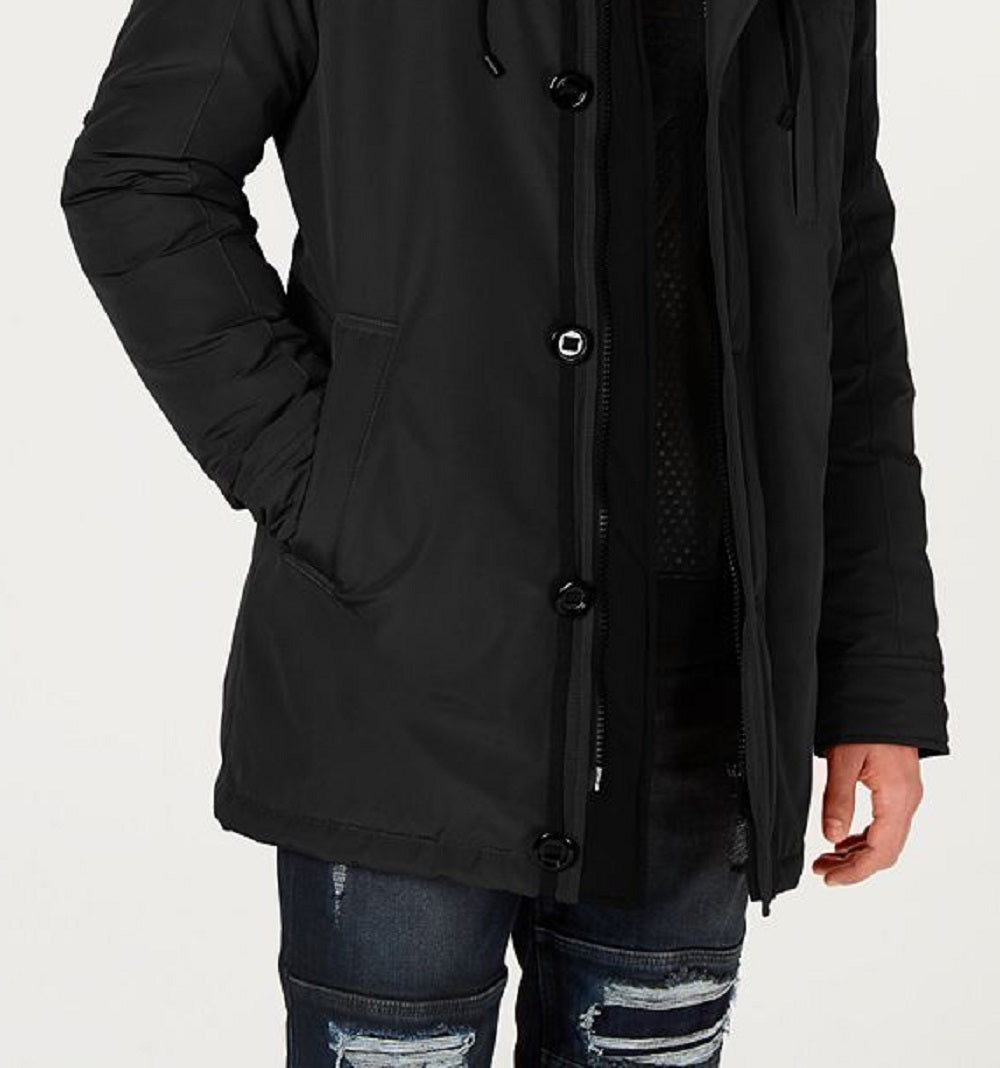 Parka masculina GUESS Heavy Weight, preta, tamanho grande