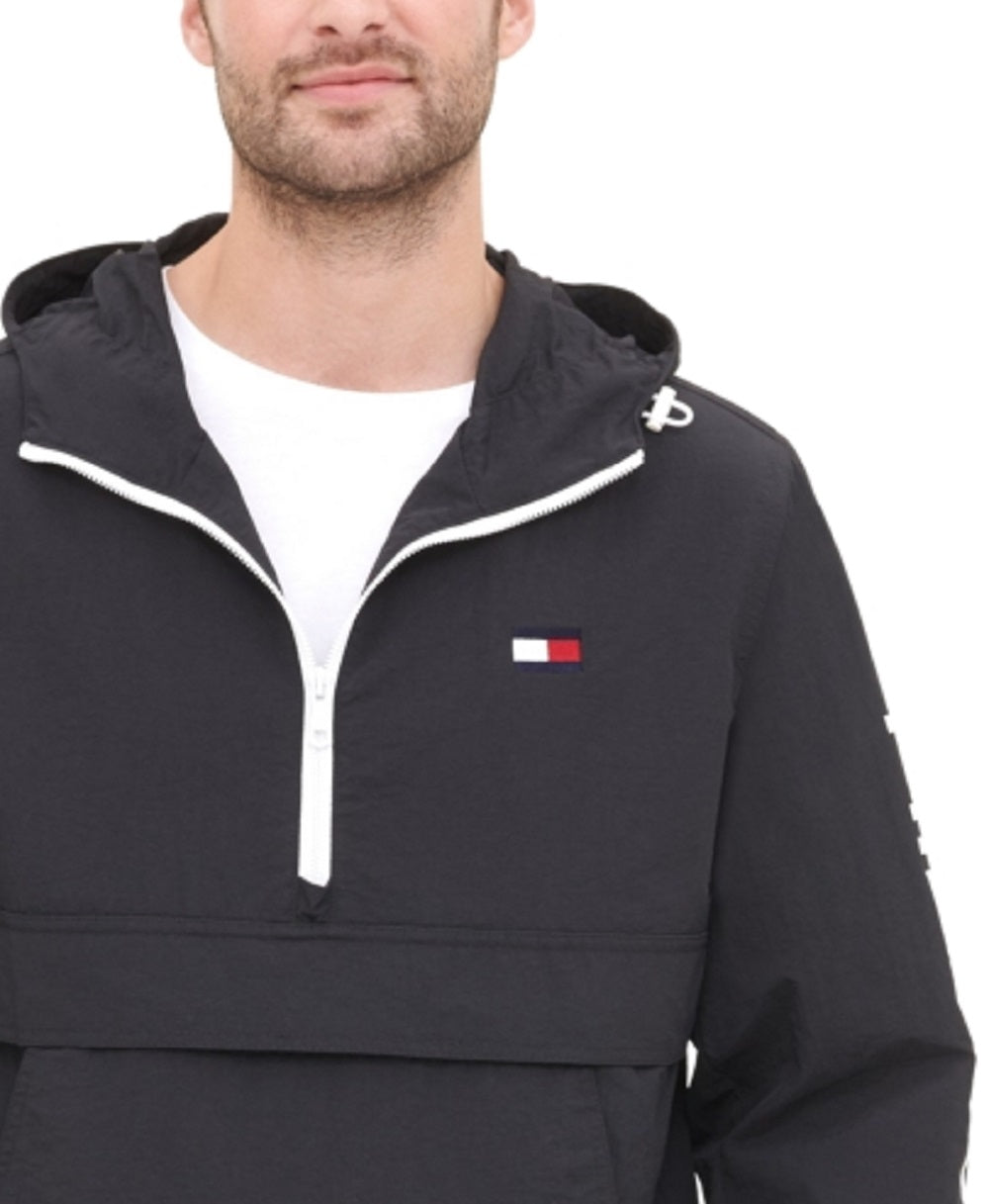 Jaqueta com capuz e zíper Tommy Hilfiger masculina, preta, tamanho X-G