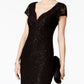 Vestido coluna de renda com lantejoulas conectado para mulheres, preto, tamanho 6
