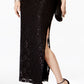 Vestido coluna de renda com lantejoulas conectado para mulheres, preto, tamanho 6