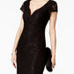 Vestido coluna de renda com lantejoulas conectado para mulheres, preto, tamanho 10