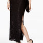 Vestido de festa feminino com lantejoulas e renda, preto, tamanho 12