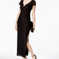 Vestido de festa feminino com lantejoulas e renda, preto, tamanho 12