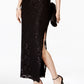 Vestido coluna de renda com lantejoulas conectado para mulheres, preto, tamanho 14