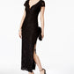 Vestido de festa feminino com lantejoulas e renda, preto, tamanho 16