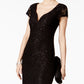 Vestido coluna de renda com lantejoulas feminino conectado, preto, tamanho 4, pequeno