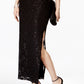 Vestido coluna de renda com lantejoulas feminino conectado, preto, tamanho 4, pequeno