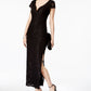 Vestido coluna de renda com lantejoulas feminino conectado, preto, tamanho 6, pequeno
