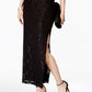 Vestido coluna de renda com lantejoulas feminino conectado, preto, tamanho 6, pequeno