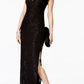 Vestido coluna de renda com lantejoulas conectado para mulheres, preto, tamanho 8, pequeno