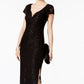 Vestido coluna de renda com lantejoulas conectado para mulheres, preto, tamanho 8, pequeno