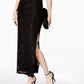 Vestido coluna de renda com lantejoulas conectado para mulheres, preto, tamanho 8, pequeno