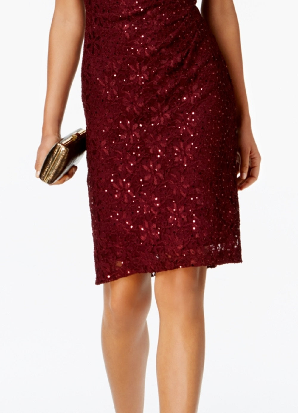 Vestido tubinho com recorte de renda e lantejoulas feminino conectado, vermelho, tamanho 8