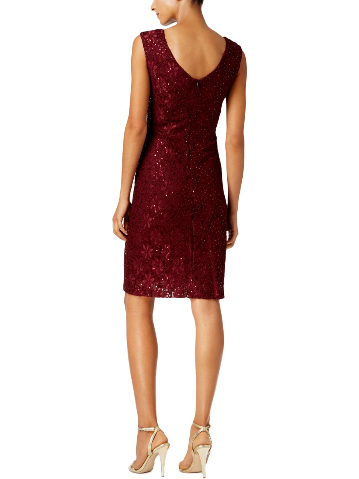 Vestido tubinho com recorte de renda e lantejoulas feminino conectado, vermelho, tamanho 10