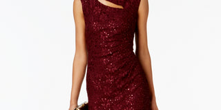 Connected Women's Sequined Lace Cutout Sheath Dress Red Size 10