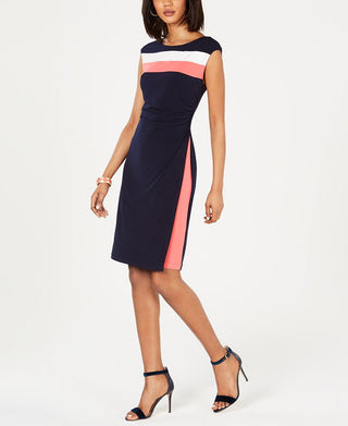 Connected Women's Sleeveless Tri Tone Sheath Dress Pink Size 16