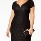 Vestido de renda com lantejoulas feminino conectado, preto, tamanho 14W