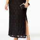 Vestido de renda com lantejoulas feminino conectado, preto, tamanho 14W