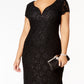 Vestido de renda com lantejoulas feminino conectado, preto, tamanho 18W