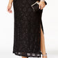 Vestido de renda com lantejoulas feminino conectado, preto, tamanho 18W
