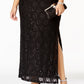 Vestido de renda com lantejoulas feminino conectado, preto, tamanho 20W