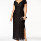 Vestido de renda com lantejoulas feminino conectado, preto, tamanho 20W