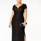 Vestido de renda com lantejoulas feminino conectado, preto, tamanho 22W