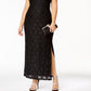 Vestido de renda com lantejoulas feminino conectado, preto, tamanho 22W