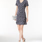 Vestido estampado feminino Connected azul tamanho 4 Petite