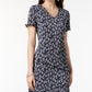Vestido estampado feminino Connected azul tamanho 4 Petite
