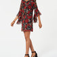 Vestido curto feminino Connected com manga sino, vermelho, tamanho 8, pequeno