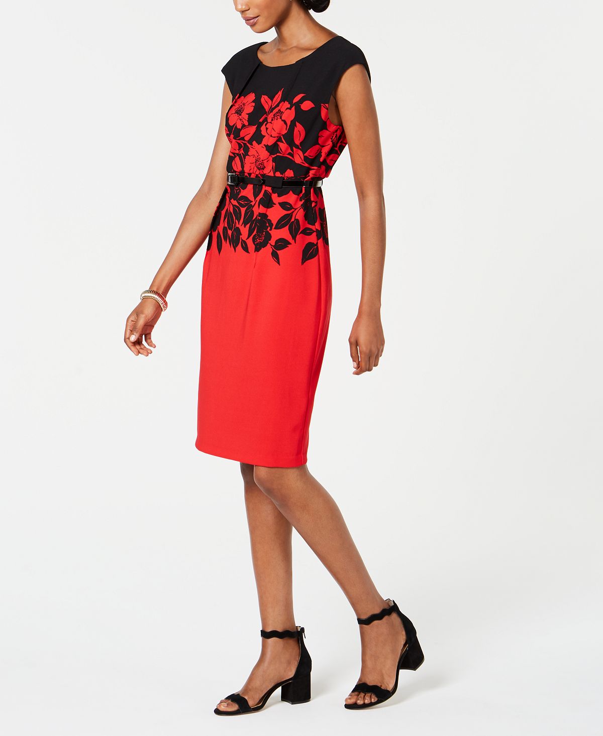 Vestido tubinho com cinto feminino Connected vermelho tamanho 6 pequeno