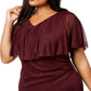 Vestido de coquetel com sobreposição de glitter feminino Connected Apparel, roxo, tamanho 14W