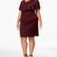 Vestido de coquetel feminino Connected, manga curta, justo, roxo, tamanho 20W