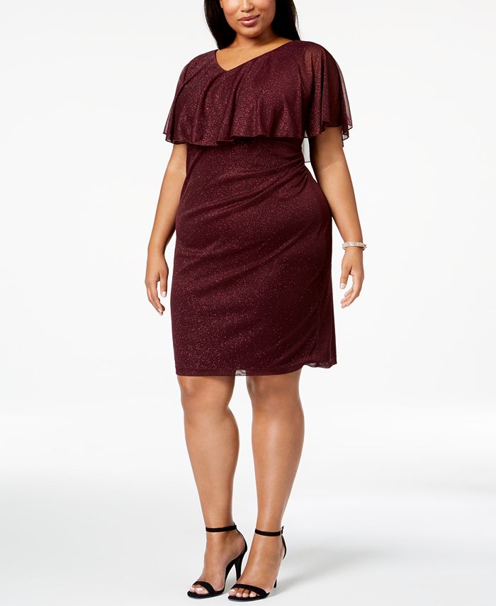 Vestido de coquetel feminino Connected, manga curta, justo, roxo, tamanho 20W