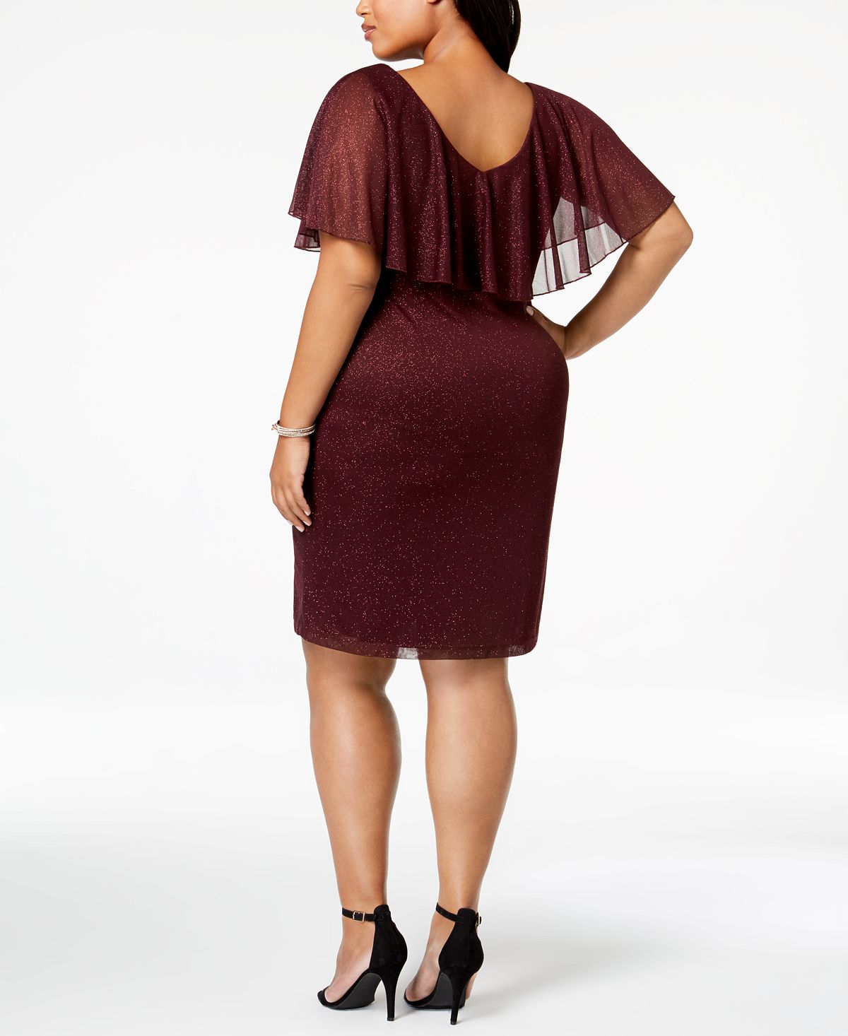Vestido de coquetel feminino Connected, manga curta, justo, roxo, tamanho 20W